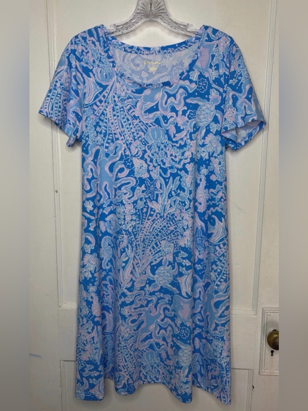 Lilly Pulitzer Size M Cody Swing Dress Light Pink Printed Short-Sleeve